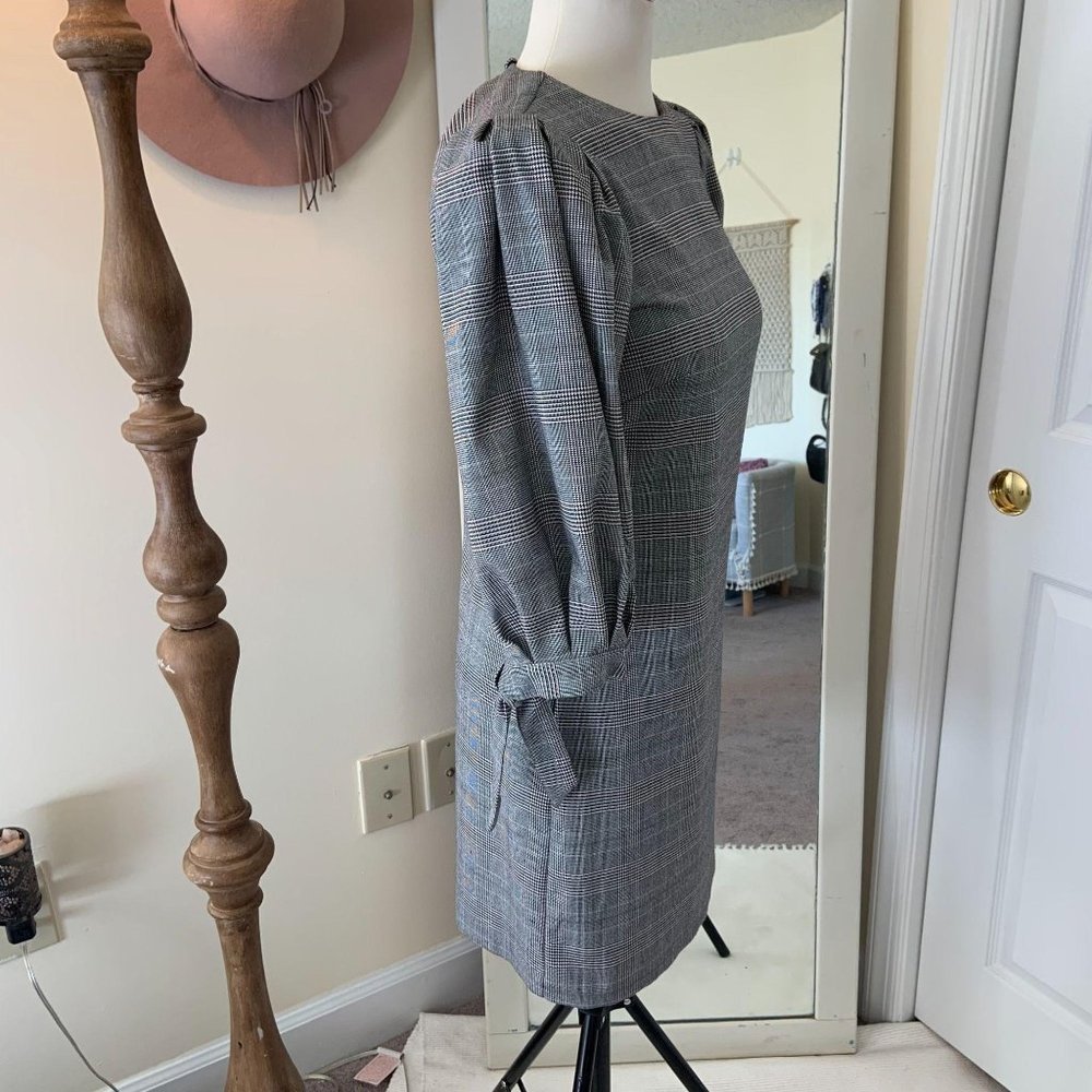 H&M Plaid Gingham Picnic Mini Dress Balloon Sleeve - Picture 7 of 10